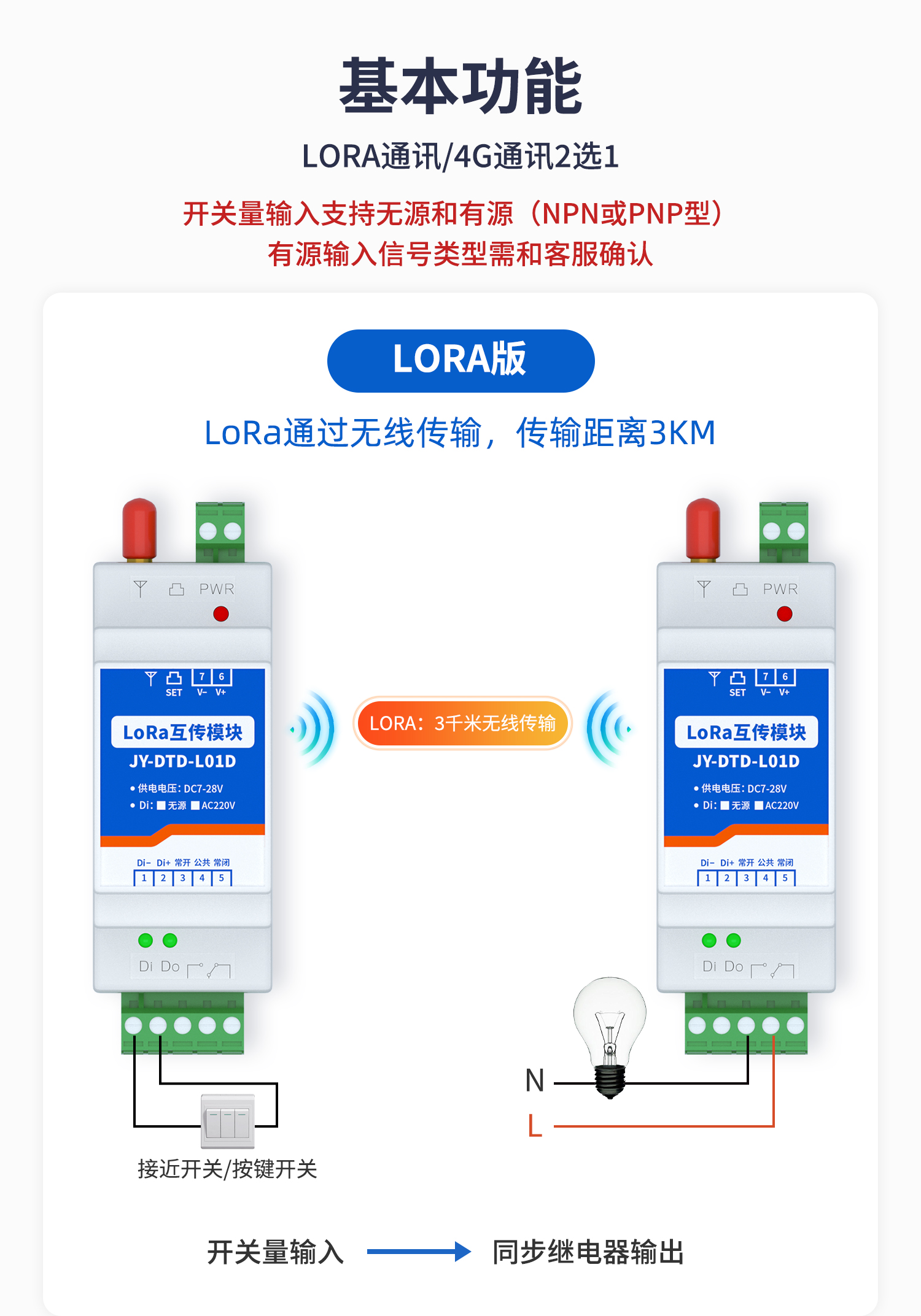 开关量对传系列基本功能LORA版本