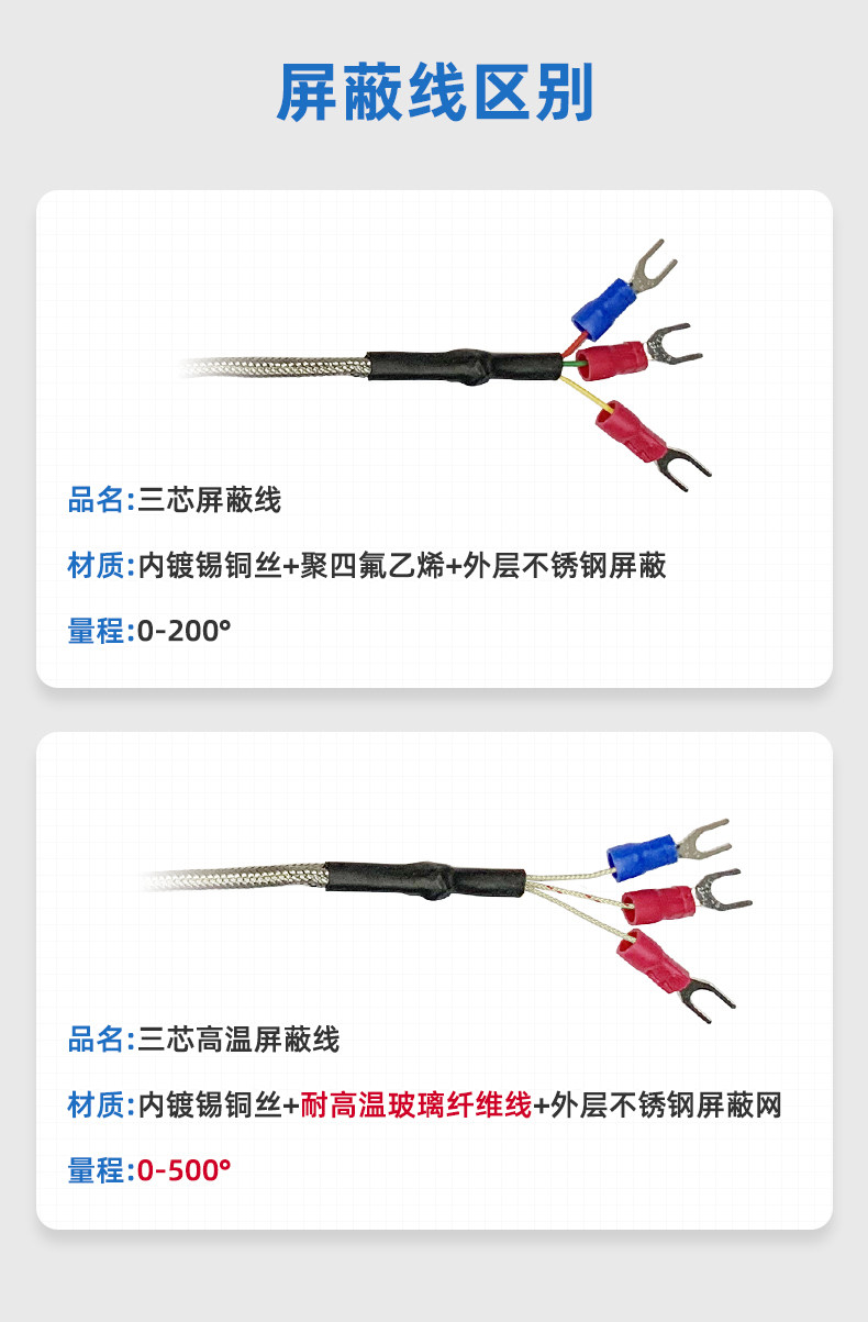 PT100 温度传感器屏蔽线 PT100 温度传感器屏蔽线